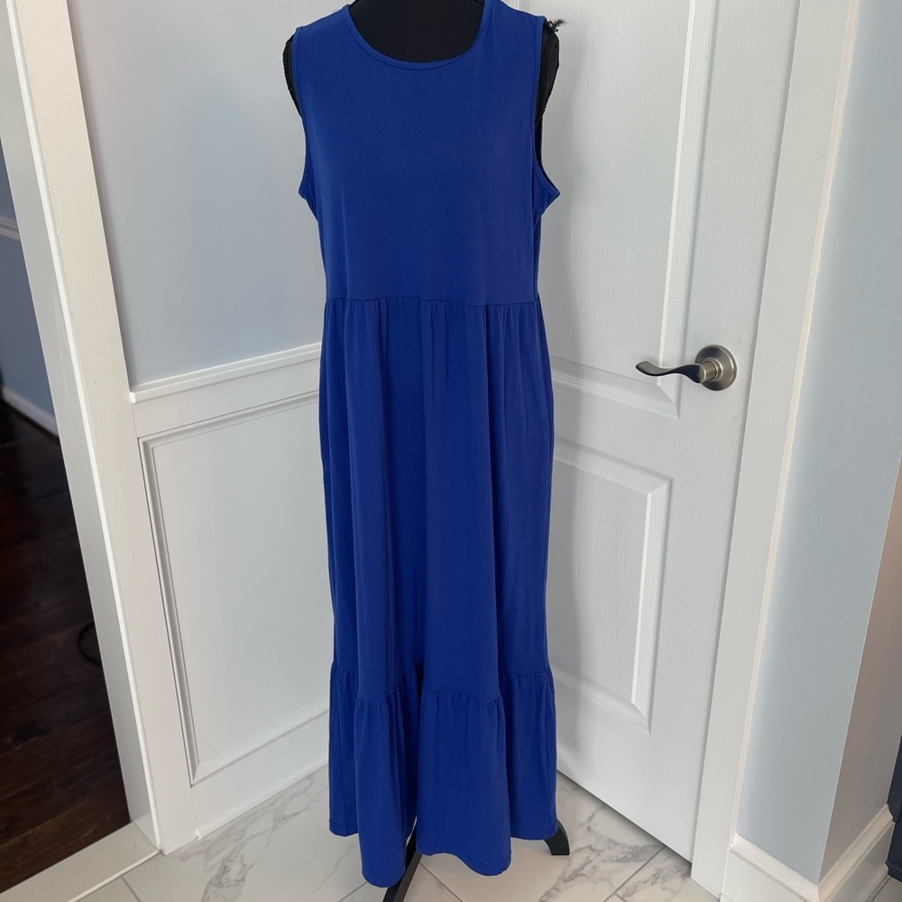 Anrabess Sleeveless Blue Maxi Dress